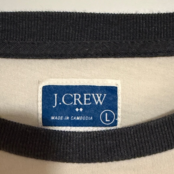 J. Crew Men's Long Sleeve Tee - Cream and Black - Picture 2 of 2